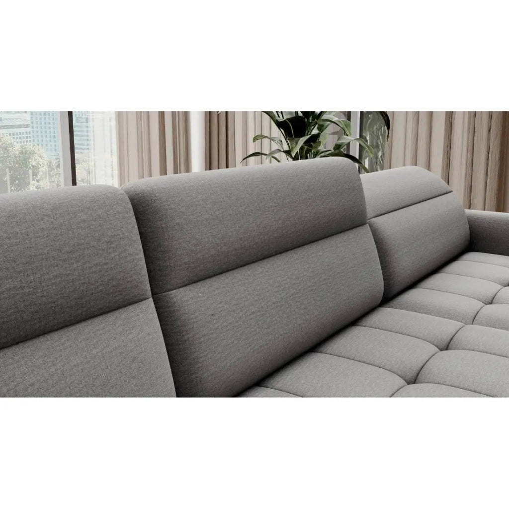 Divano ad angolo convertibile BERTHO 306 cm grigio – Angolo destro con baule