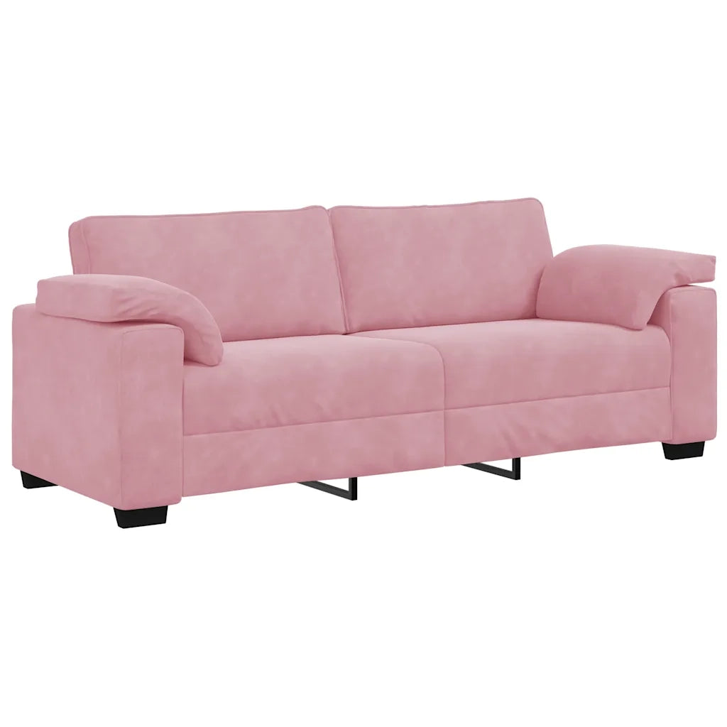 Set di Divani 3 pz con Cuscini rosa in Velluto