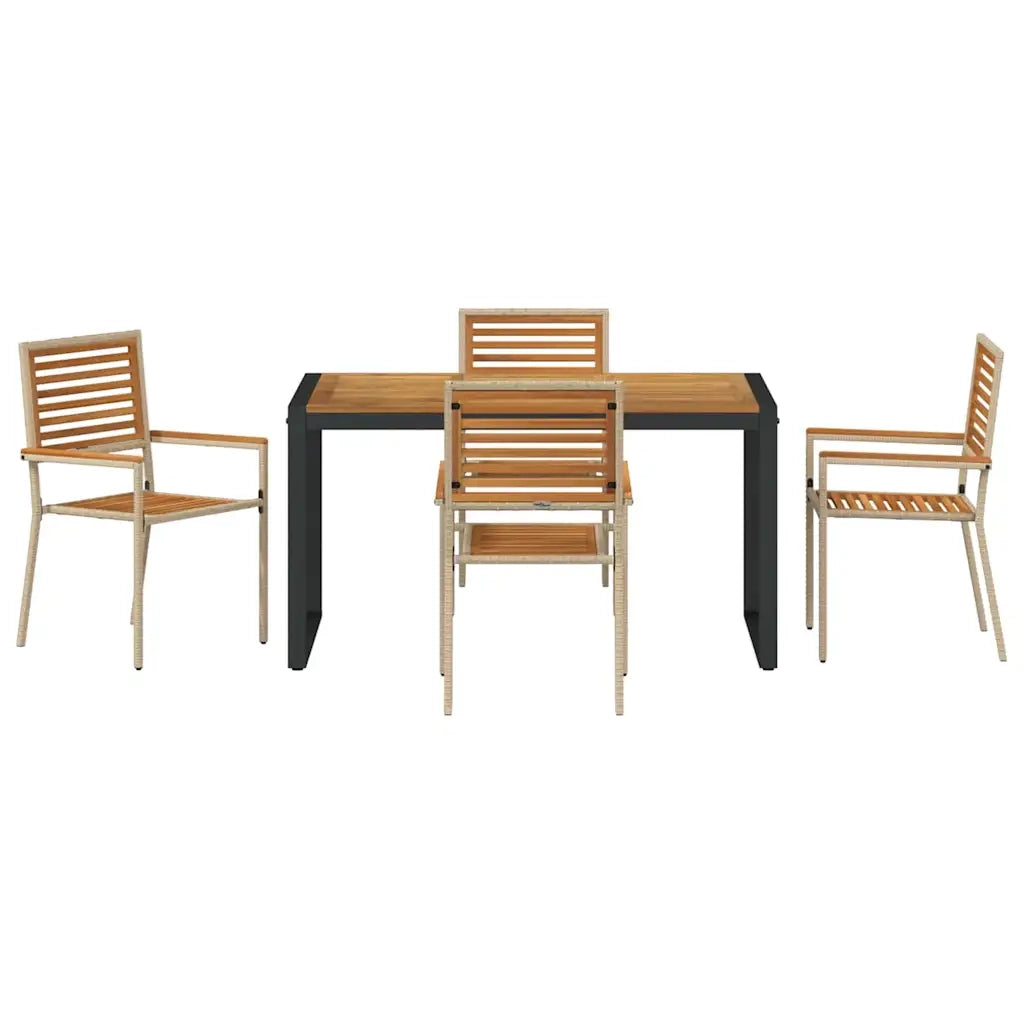 Set da Pranzo per Giardino 5 pcs Beige e Marrone polyrattan 3365474
