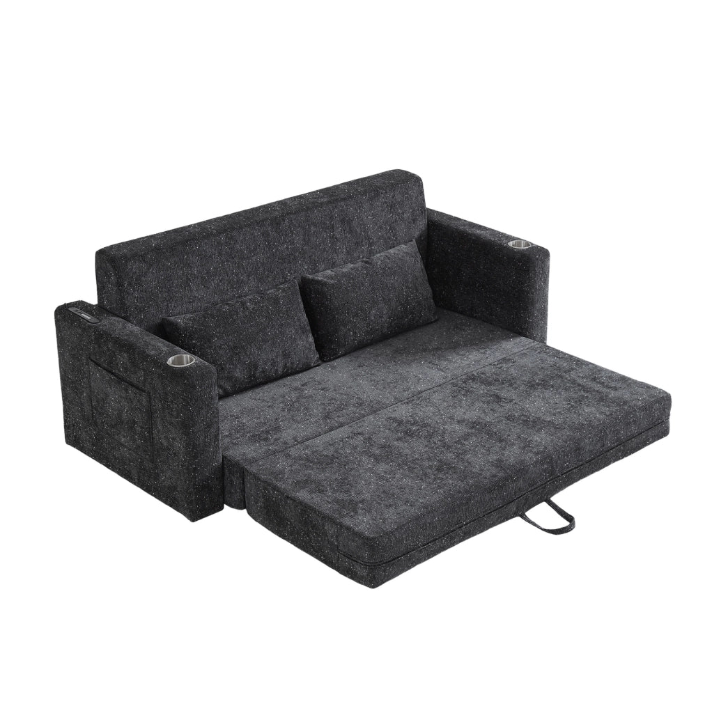 Divano letto 2 in 1 in ciniglia con funzioni integrate