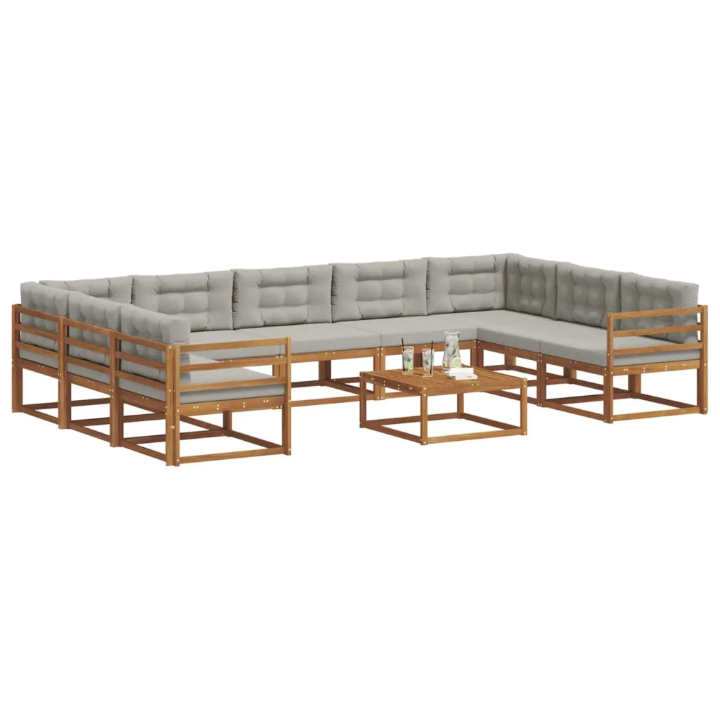Set di divani da esterno 10 pcs Grigio Naturale e Chiaro 3368189