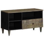 Mobile porta TV in legno massello di mango con ampio spazio di archiviazione 80 x 33 x 46 cm stile decorativo nero 02_0057750