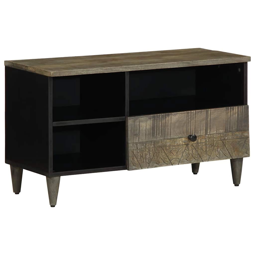 Mobile porta TV in legno massello di mango con ampio spazio di archiviazione 80 x 33 x 46 cm stile decorativo nero 02_0057750