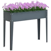 Fioriera da Esterno Rialzata in Metallo con 3 Fori di Drenaggio, 100x30x80 cm, Grigio