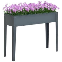 Fioriera da Esterno Rialzata in Metallo con 3 Fori di Drenaggio, 100x30x80 cm, Grigio