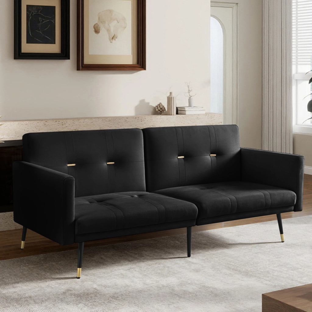 Divano Letto Pieghevole 2 in 1 ¨C Xylo ¨C Nero, Schienale Regolabile