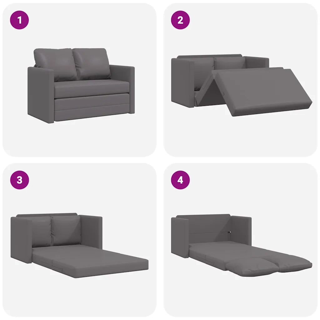 Divano Letto da Terra 2 in 1 Grigio 112x174x55 cm Similpelle 353975
