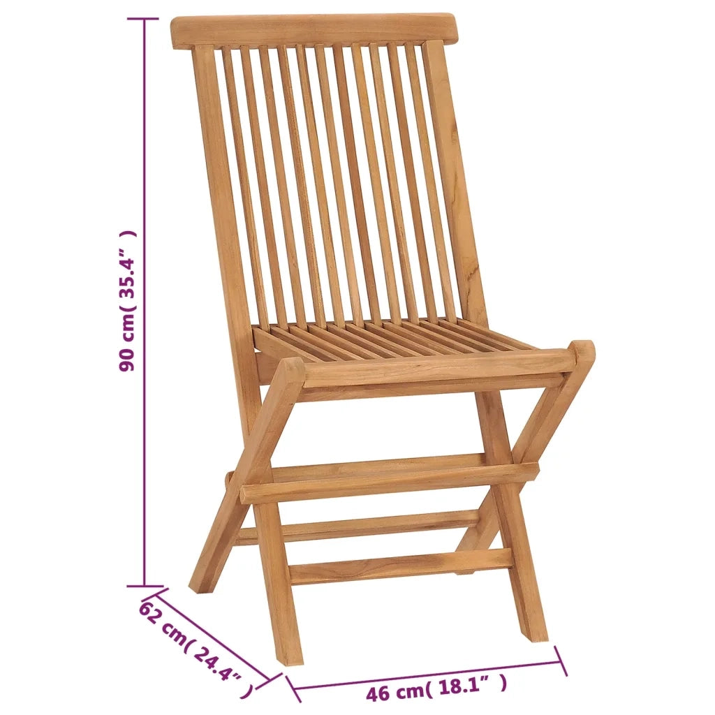 Sedie da Giardino Pieghevoli 4 pz | Sedie da Esterno in Legno Massello di Teak