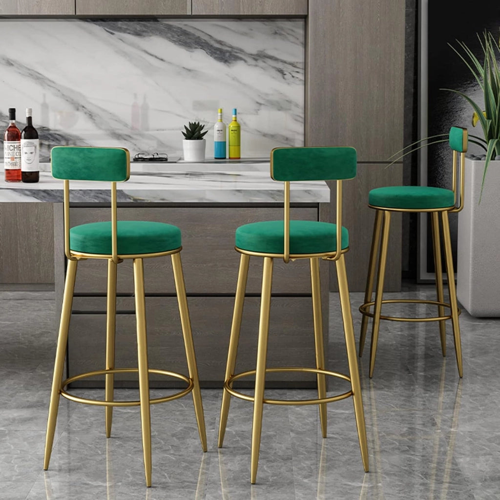 Sgabelli da bar con schienale e poggiapiedi in metallo, comodi seggioloni ad altezza fissa per cucina e sala da pranzo, design elegante per bar colazione e uso domestico