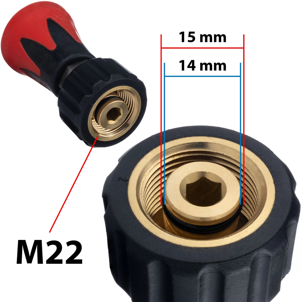 Lancia Mini M22 con Ugello a Ventaglio 40° Rossa – Compatibile con Idropulitrici Kärcher HD/HDS | Pressione Max 4000 PSI