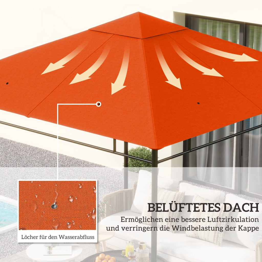 Tetto sostitutivo per gazebo da giardino ¨C zephmum ¨C Poliestere, 298x295 cm, arancione