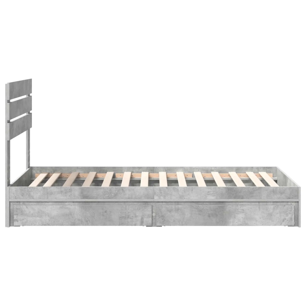 Letto con Contenitore con testiera Grigio cemento 70 x 190 cm