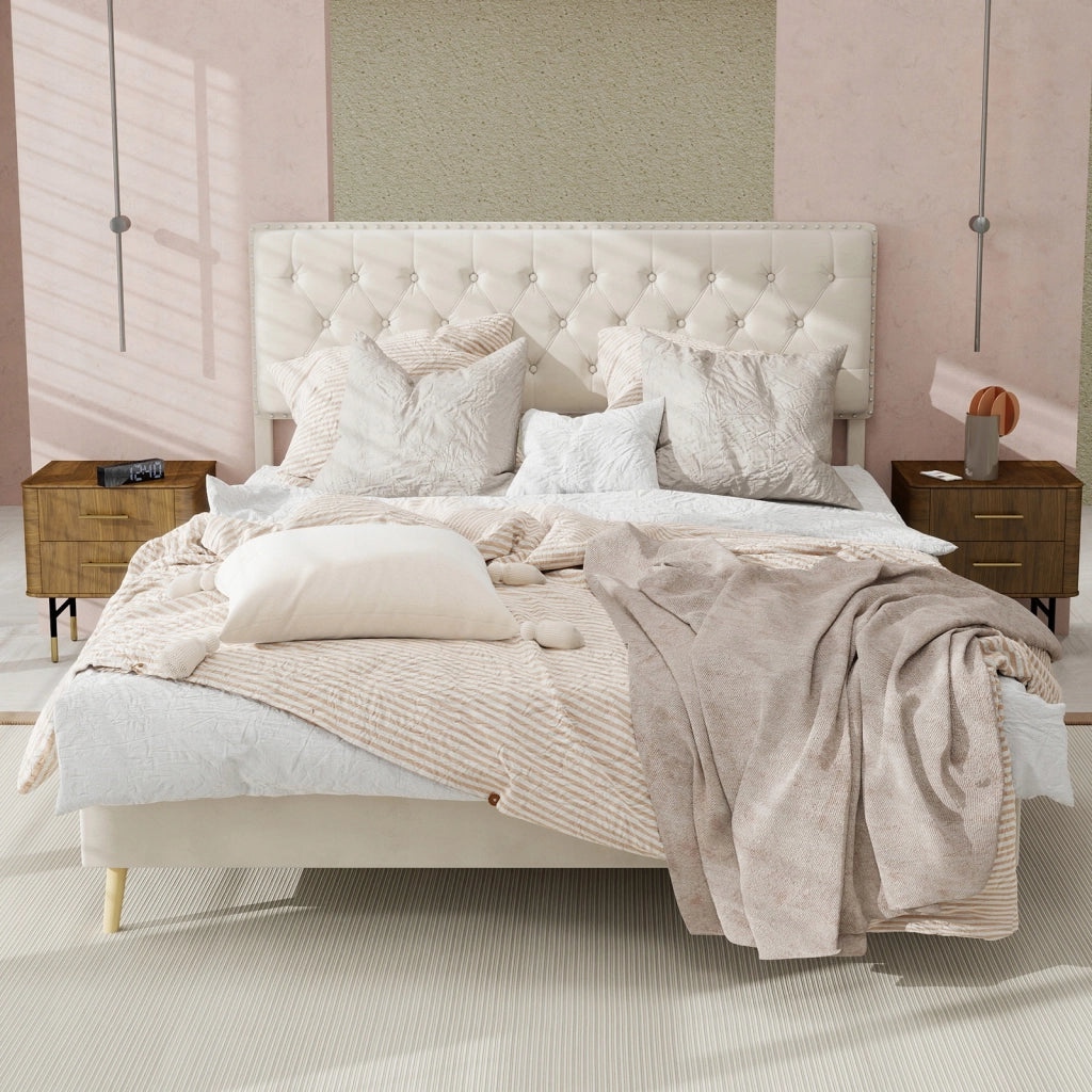 Letto imbottito - Xylo - 140x200 - Beige