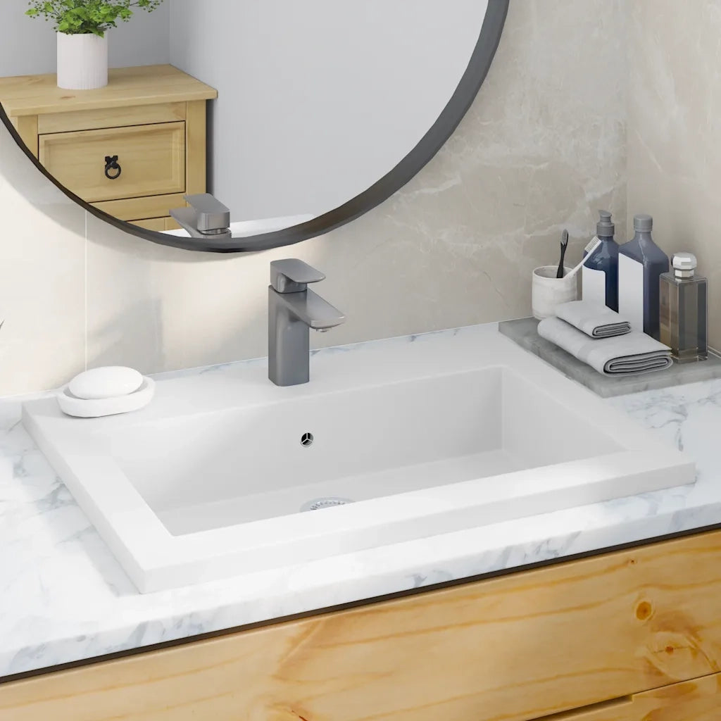 Lavandino in Granito 600x450x120 mm Bianco CFW9801693