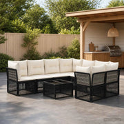 Set Divano da Giardino 9 pz Nero polyrattan 3434143