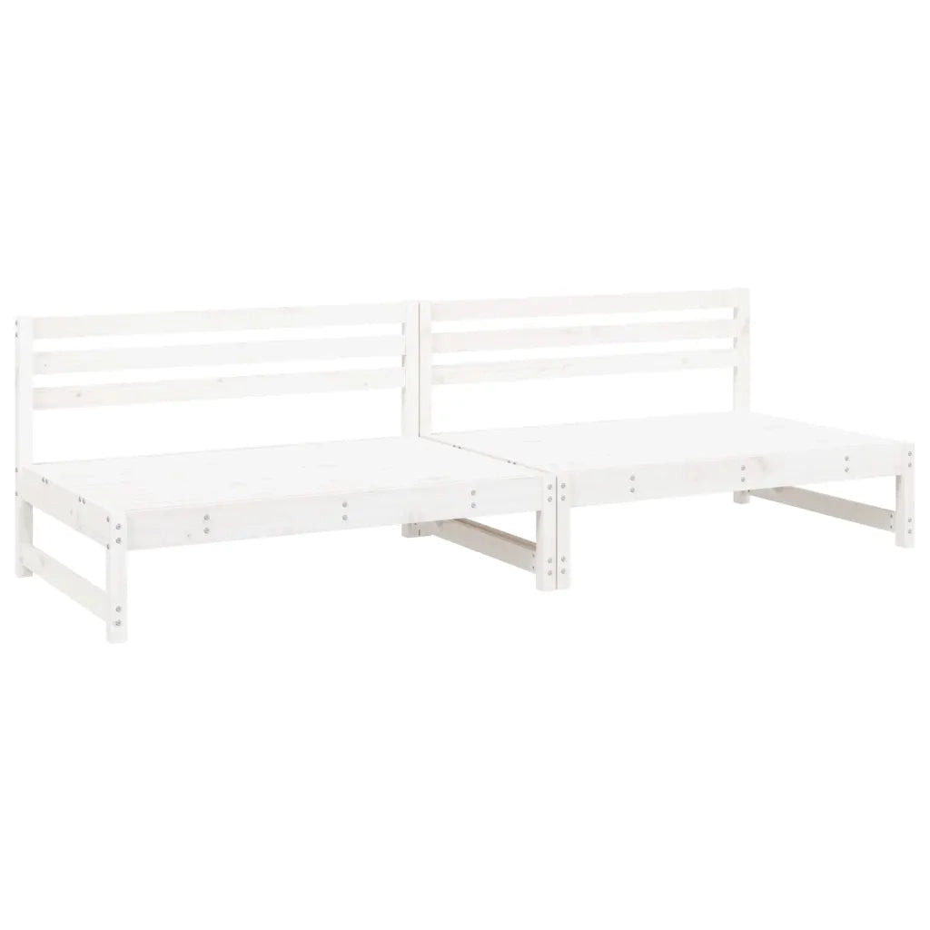 Divano componibile-Divani Centrali Giardino 2pz Bianchi 120x80cm Massello Pino