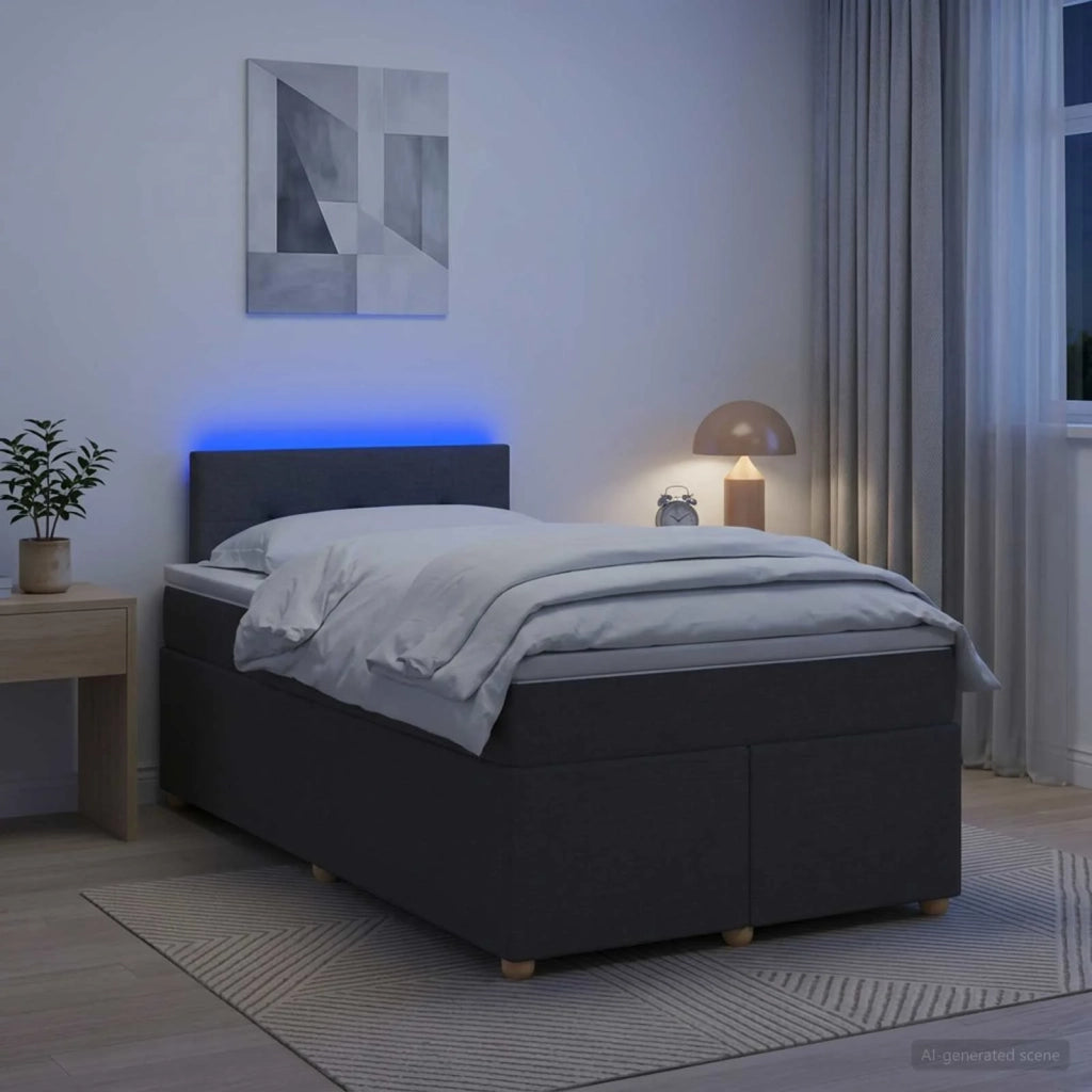 Letto box spring con materasso Grigio Scuro 120 x 200 cm 3452395
