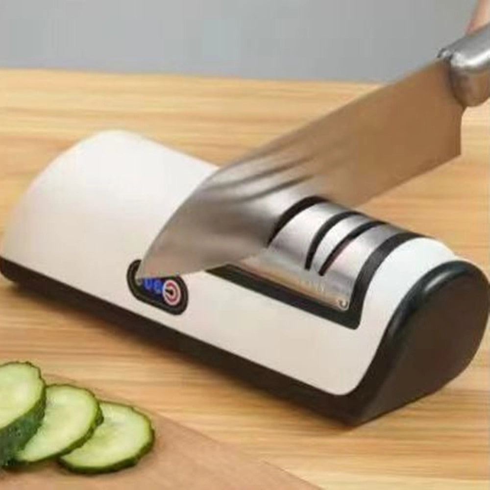 Trade Shop - Affilacoltelli Elettrico Ricarica Usb Affila Lucida Con Base Antiscivolo Utensili Cucina -