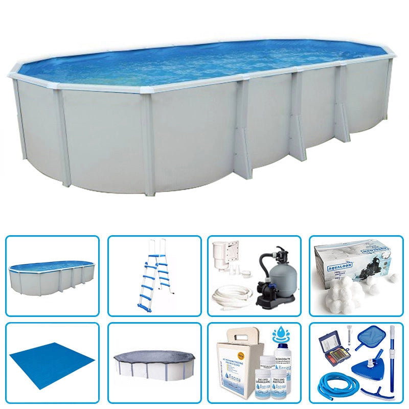 Piscina Fuori Terra Steelwhite Omega 730 Liner 0,6 Mm - 7,30 X 3,66 X H.1,32 M - Kit Pro