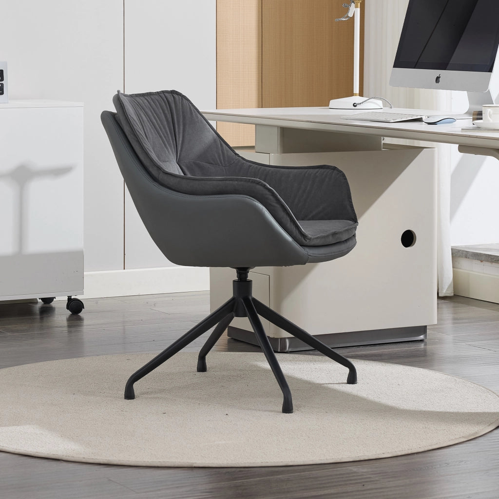 Sedia da ufficio girevole in similpelle con seduta ampia schienale ergonomico e ritorno automatico base metallica grigio