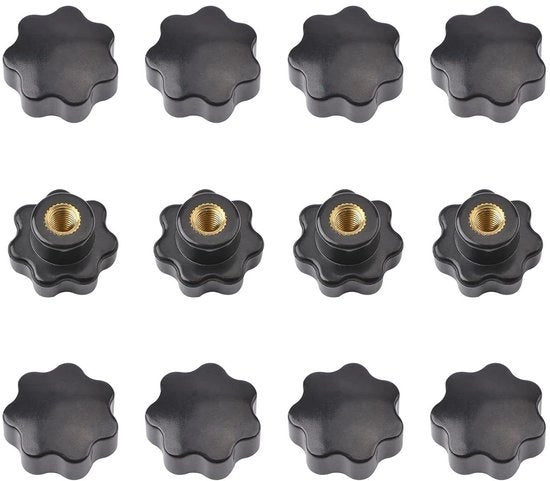 Viti a Manubrio Premium - 12 pezzi Viti a Testa a Stella M8 Nera - Maniglia per Strumento di Fissaggio