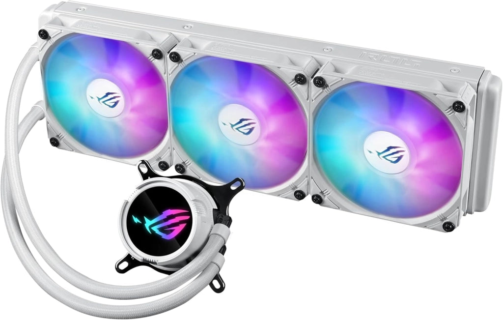 ROG Strix LC III 360 ARGB, dissipatore di liquidi per CPU all-in-one con blocco dell'acqua ruotabile a 360°, pompa Asetek V2 di 7a generazione, ventole ARGB ROG Premium, Aura Sync, Nero