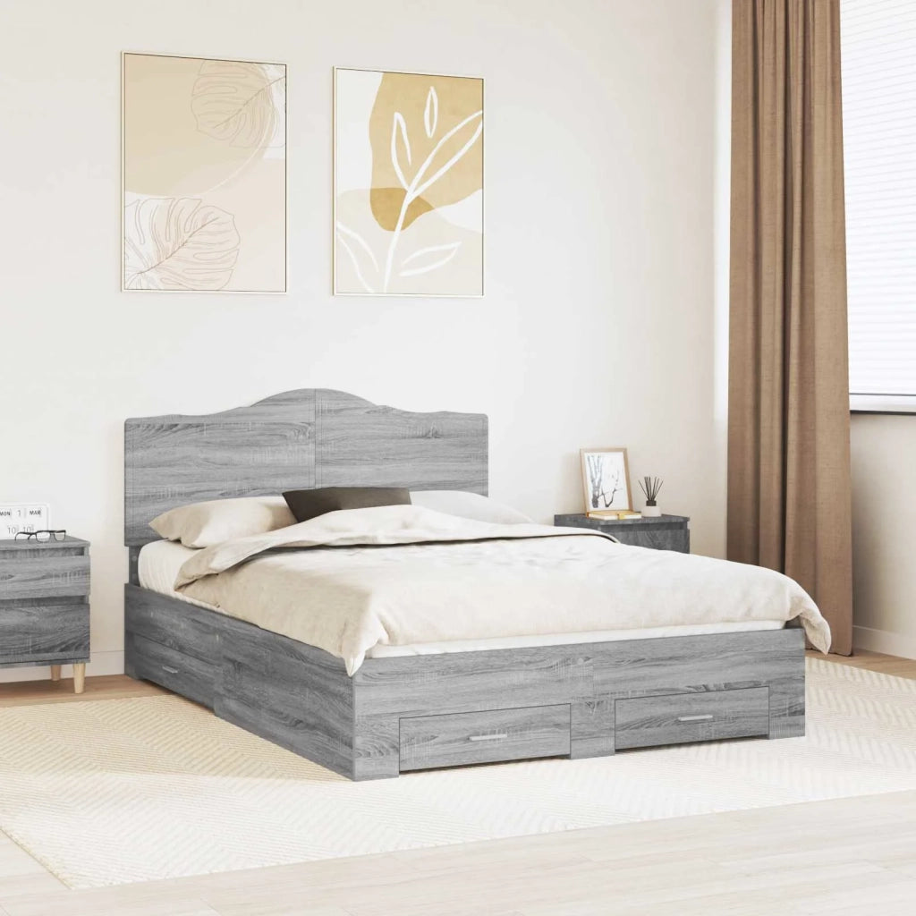 Struttura del letto con testiera Grigio Sonoma 150 x 200 cm