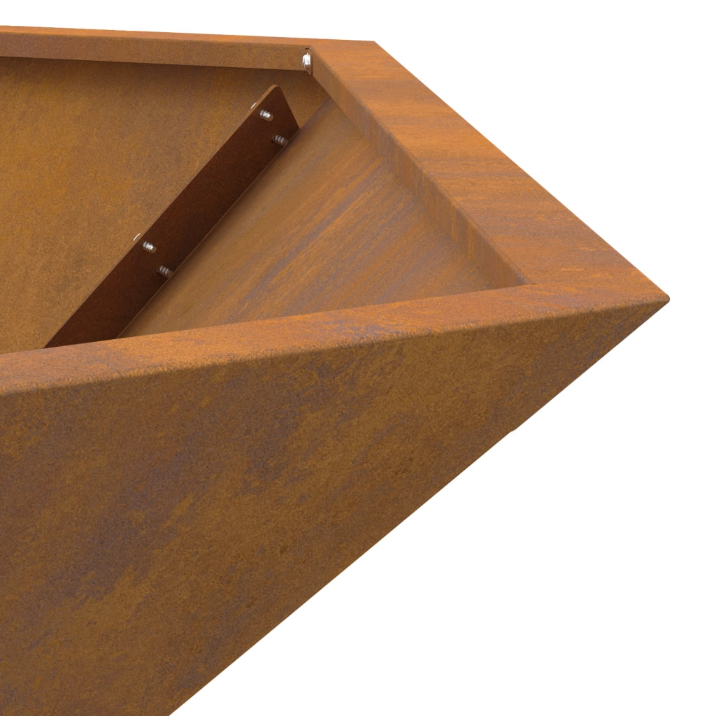 Focolare Esagonale 100x100x28 cm in Acciaio Invecchiato