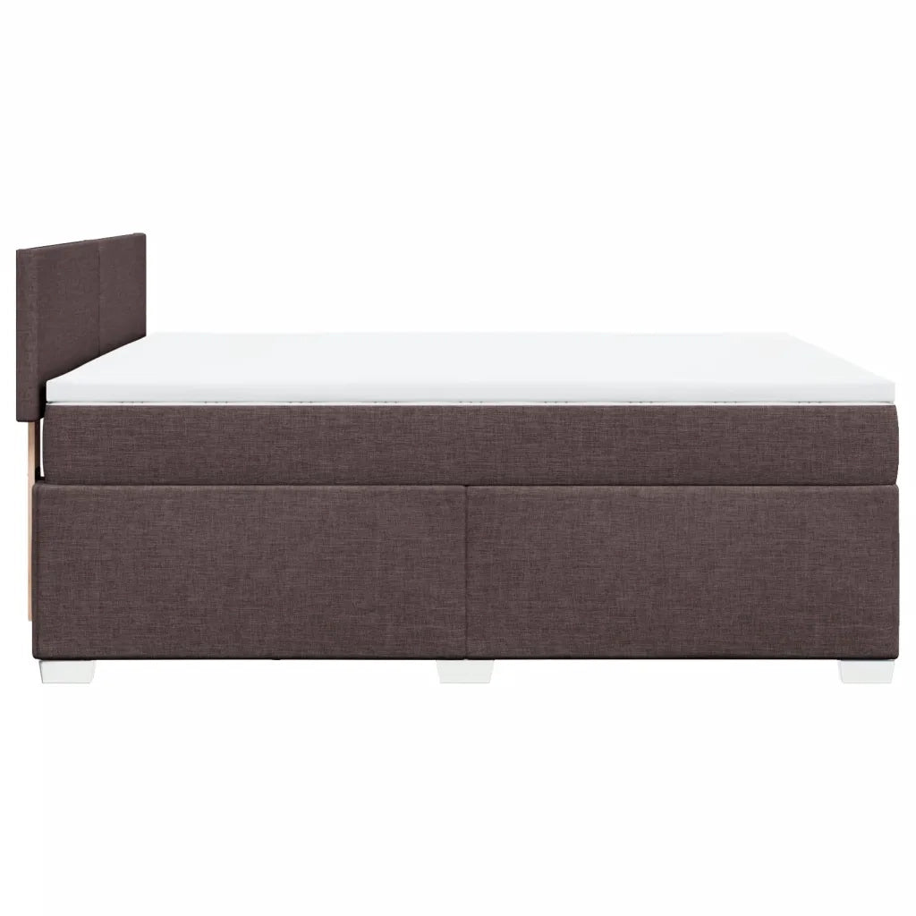 Giroletto a Molle con Materasso Marrone Scuro 140x200cm Tessuto