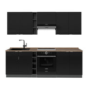Cucina componibile Fame-Line Nero rigato/Antracite 235 cm, PL Rovere Vicco
