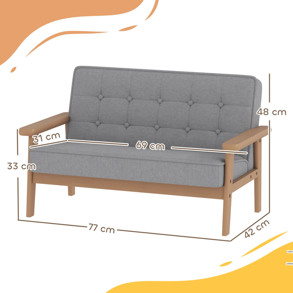 Divano 2 posti per bambini ¨C zephmum ¨C grigio, tessuto, struttura in legno