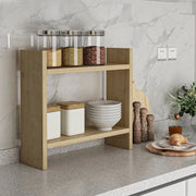 Morfasso, Mensola 2 Ripiani, 34x10x30h cm Marrone Rovere