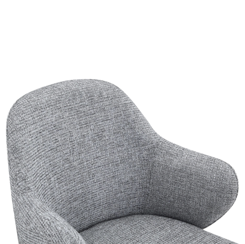Set di 2 sedie da pranzo 83 cm con schienale avvolgente in tessuto e metallo; grigio e nero