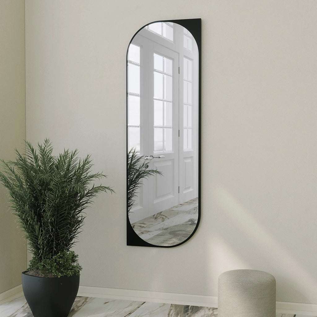 Burgio, Specchio Forma Rettangolare, 52x152h cm Nero
