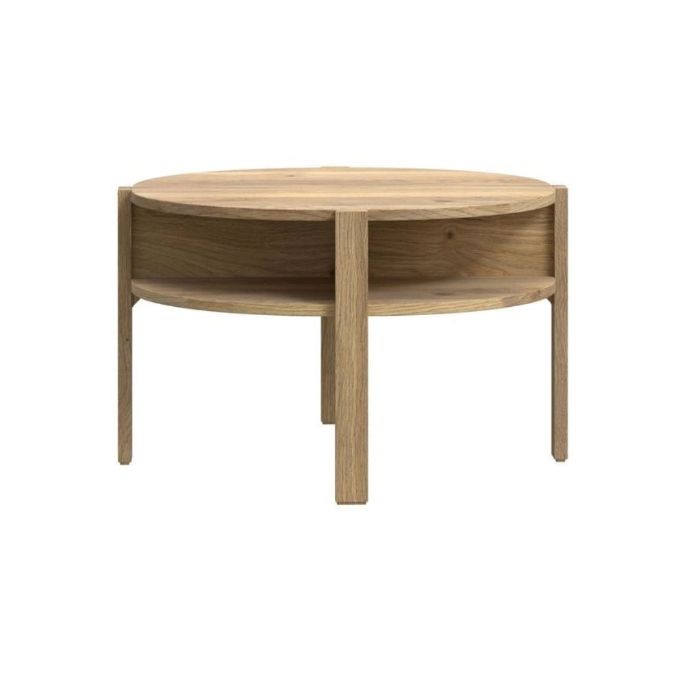 Tavolino da salotto Aura rotondo 74 cm con ripiano inferiore colore rovere medio