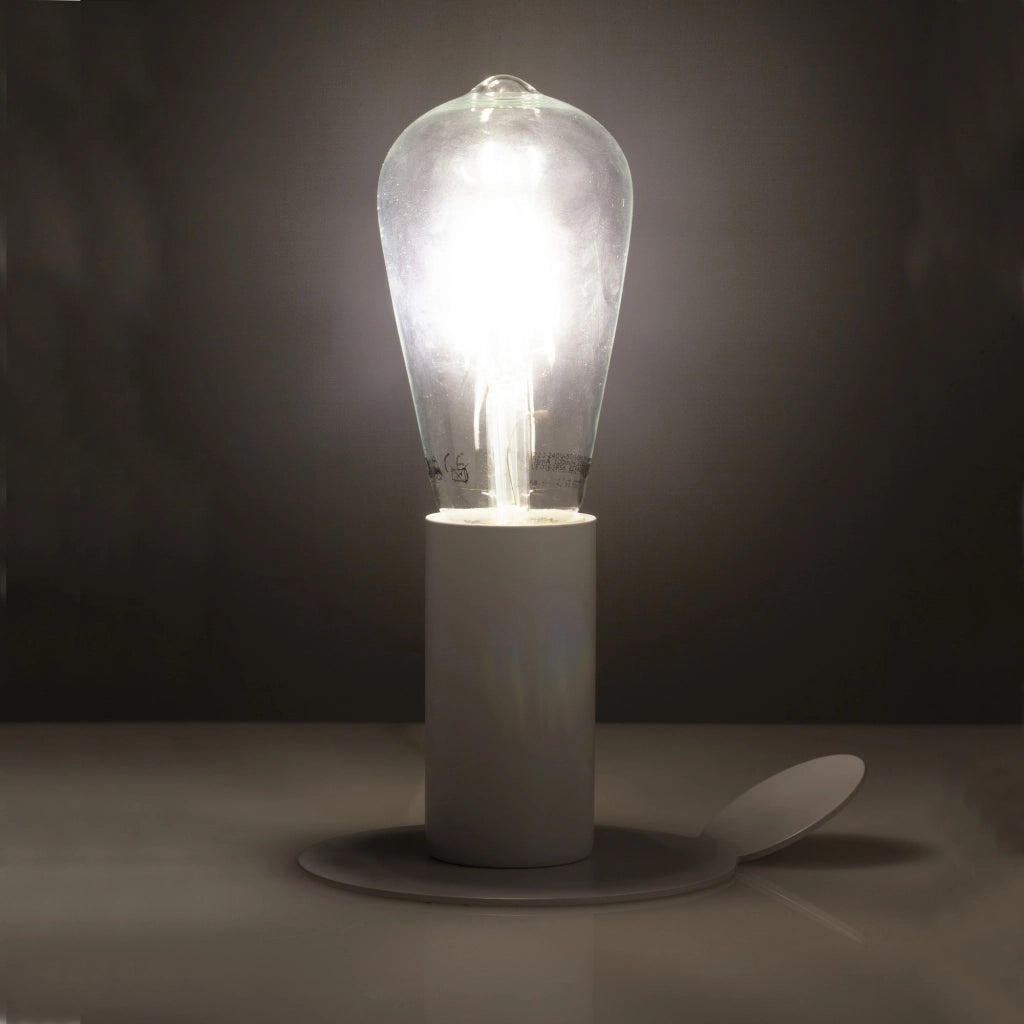 Lampada da tavolo con magnete in metallo bianca cm. Ø.11 x H.9