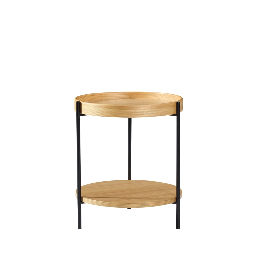 TAVOLINO rotondo 2 pezzi Ø69x38 cm e Ø44x48 cm Legno massello e MDF Naturale