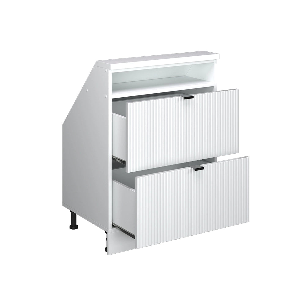 Mobile cucina sottotetto R-Line Ondulazione bianca/Bianco 60 cm con 2 cassetti Vicco