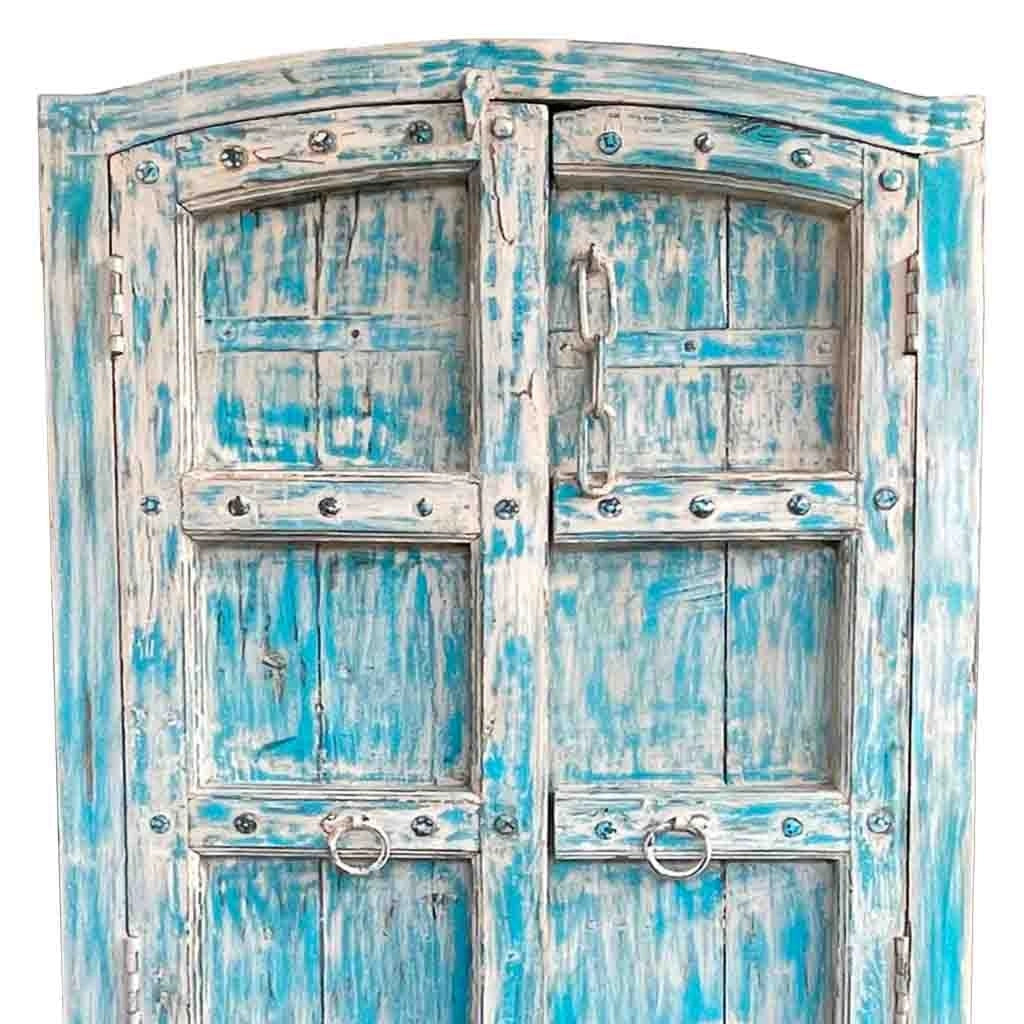 Armadio in legno artigianale blu 93x42x206h