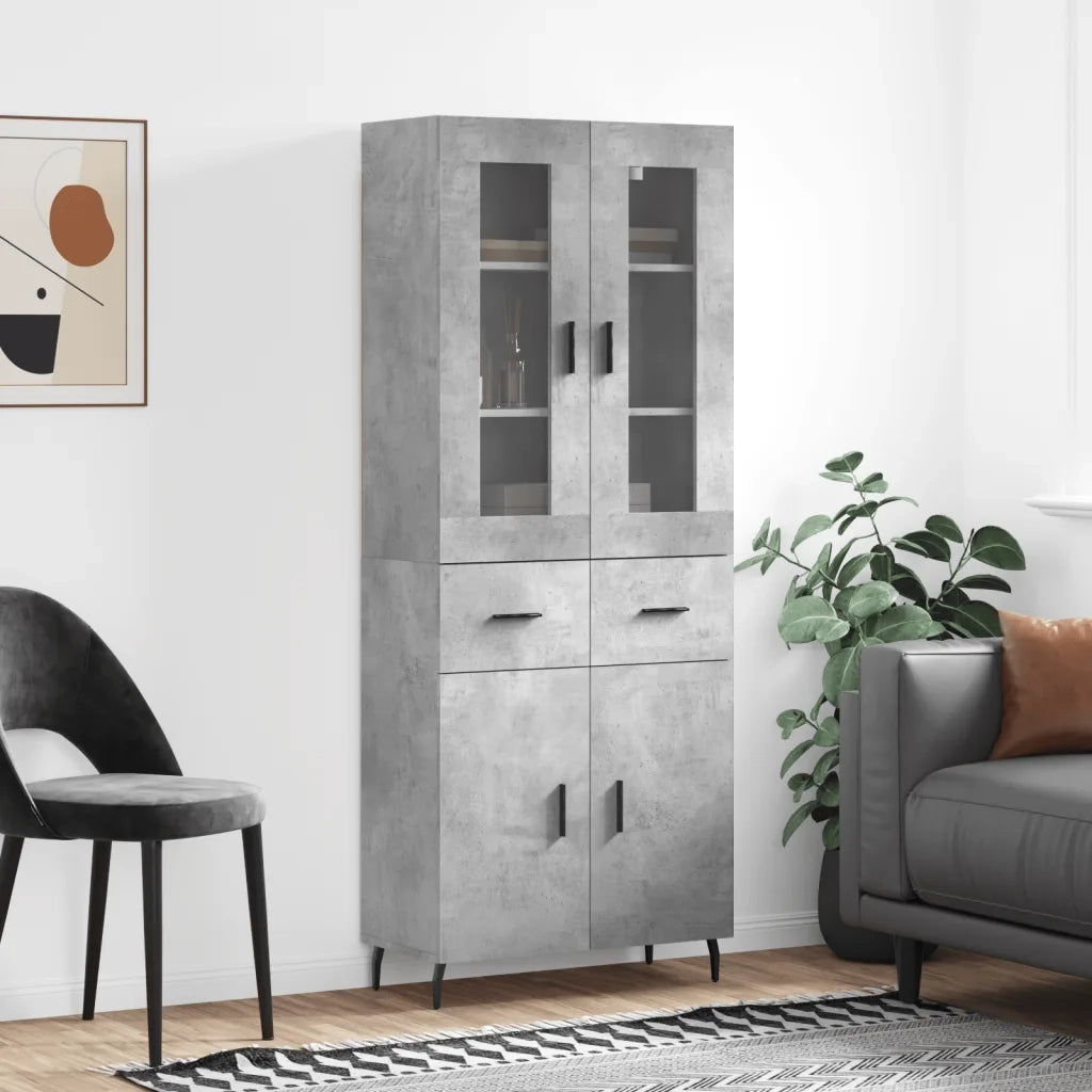 Credenza-Buffet-Armadio da cucina Grigio Cemento 69,5x34x180 cm in Legno Multistrato 407799
