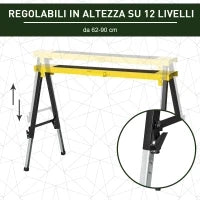 DURHAND Set 2 Cavalletti da Lavoro Pieghevoli e Portatili con Piano di Lavoro Antiscivolo Giallo e Nero, per Fai da Te