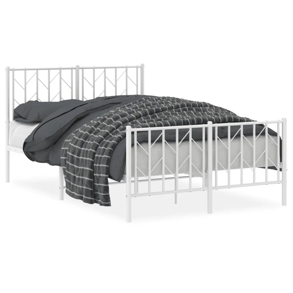 Giroletto con Testiera e Pediera-Struttura Letto Metallo Bianco 120x200 cm 589587