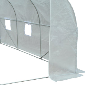 Serra a Tunnel per Esterni con 6 Finestre a Rete 3,5x3 m in Metallo e Plastica PE Bianca