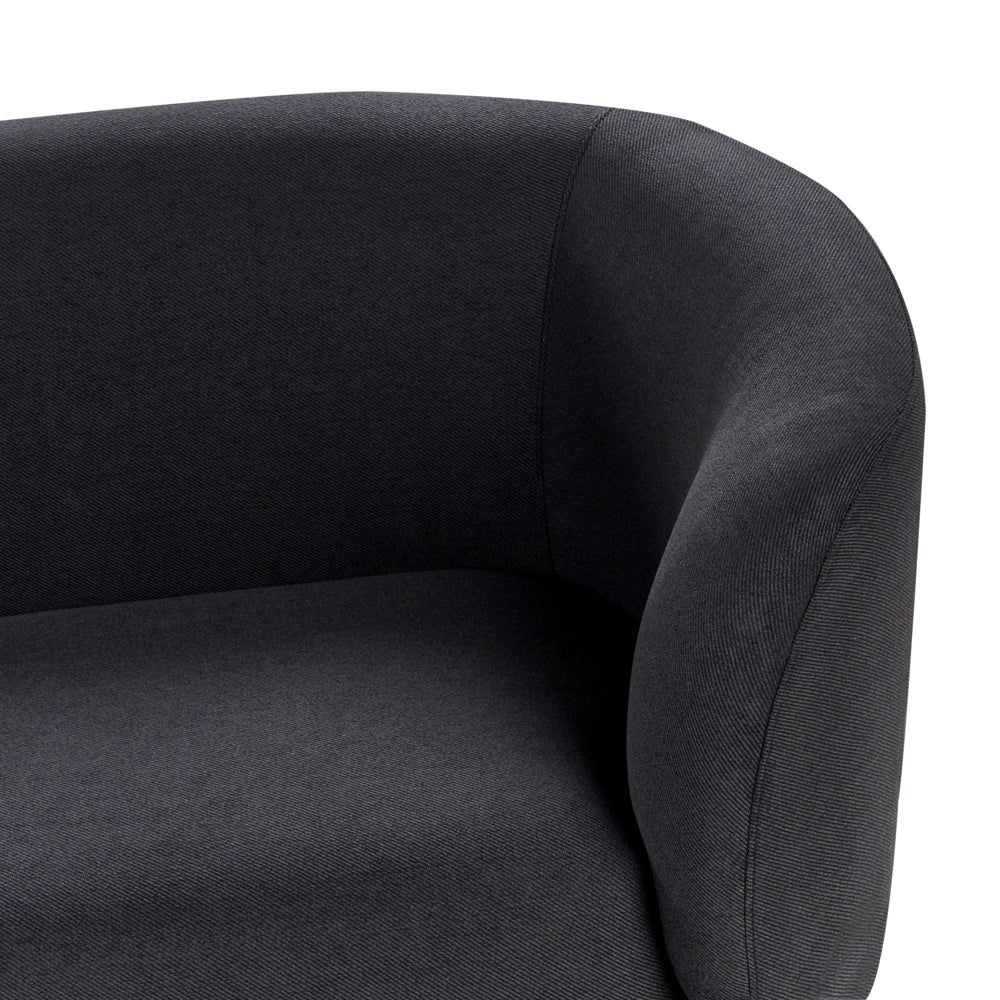 Divano 2 posti in poliestere nero con gambe nere stile glamour retrò soggiorno
