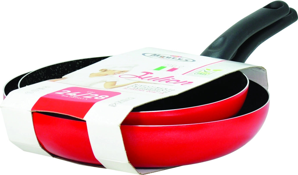 MAURY'S JULIEN SET BIS DI PADELLE 24 + 28 CM ANTIADERENTI COLORI ASSORTITI