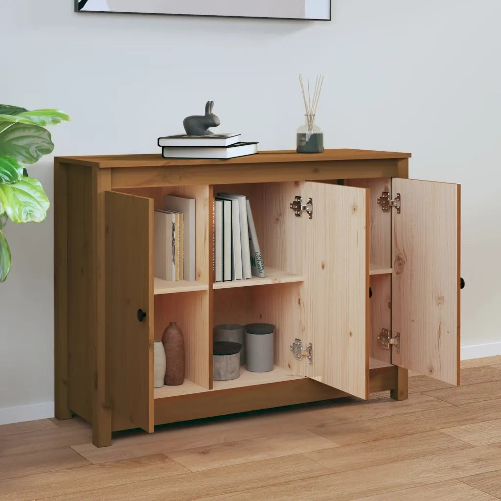 Credenza-Buffet-Armadio da cucina ambra 100x35x74 cm in Legno Massello di Pino