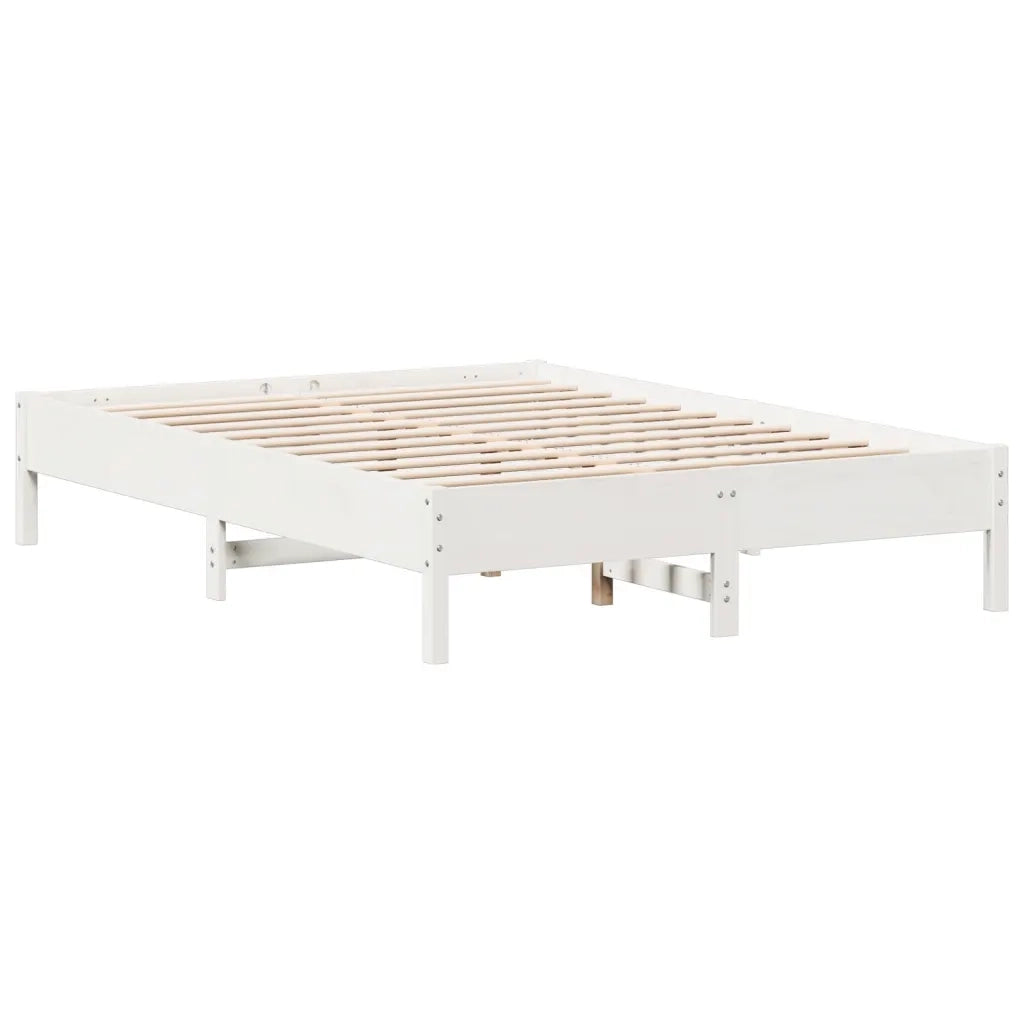 Letto senza Materasso Bianco 150x200 cm Legno Massello di Pino 842695