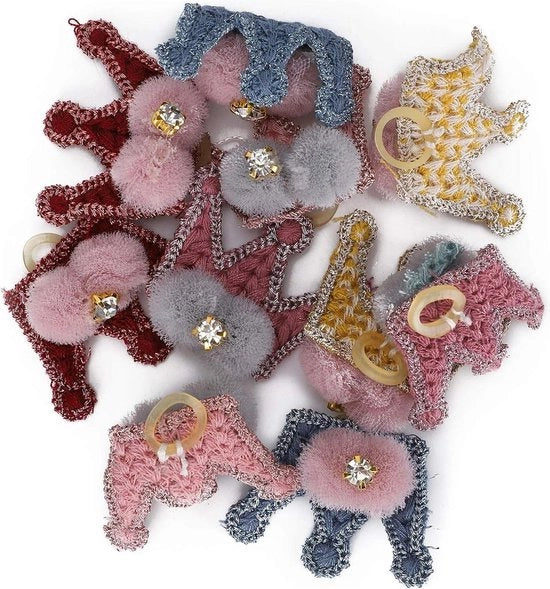 20 set di elastici per capelli di cane - accessori di costume per cani - arti della corona - attacco per topknot - set per cuccioli.