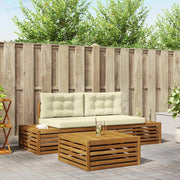 Set di divani da esterno con cuscino 3 Pezzo Naturale e Crema 3374085