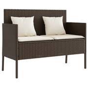 Panchina da Giardino | Panca da Giardino con Cuscini Marrone in Polyrattan